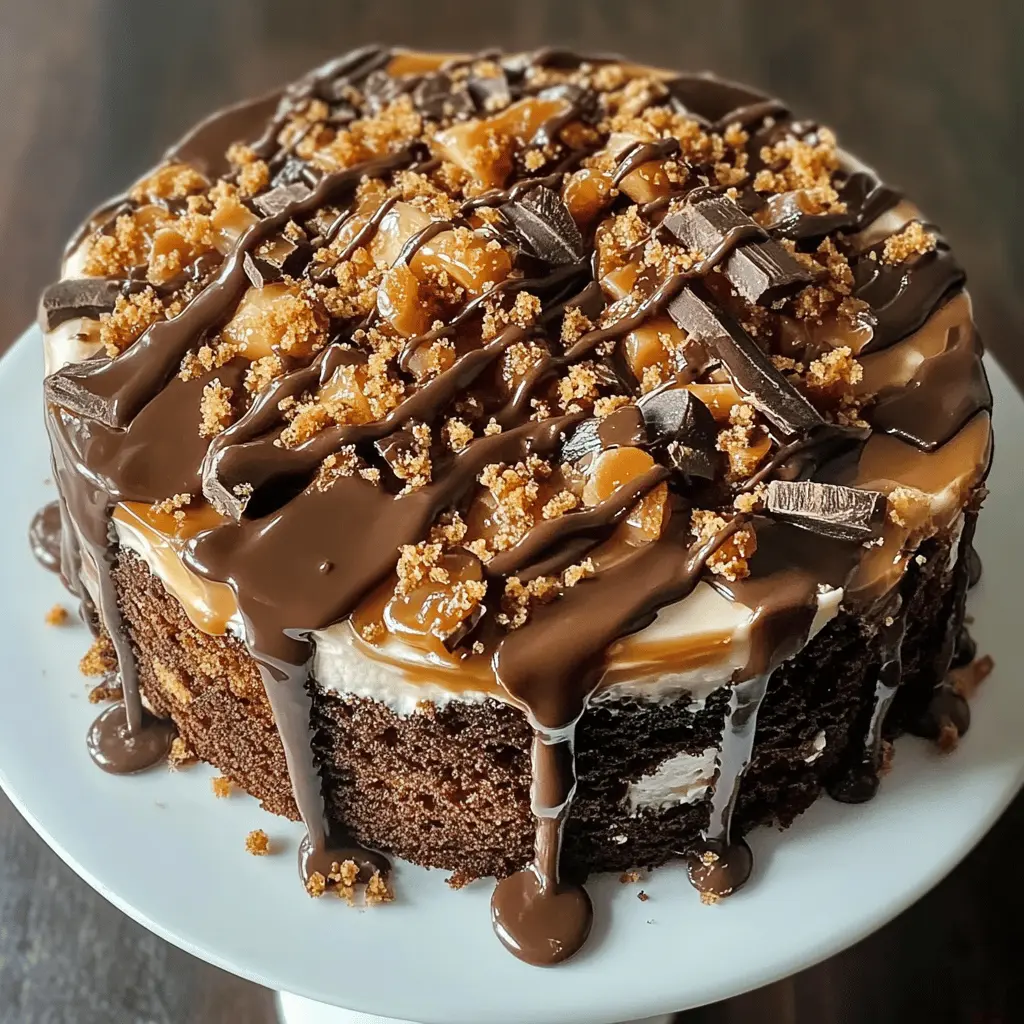 Treat yourself to this decadent Chocolate Caramel Toffee Crunch Cake, featuring layers of rich chocolate cake, creamy caramel, and a delightful toffee crunch topping. Perfect for celebrations or a sweet indulgence, this recipe is sure to impress your guests. Don't forget to save this delicious cake recipe for your next special occasion or family gathering!