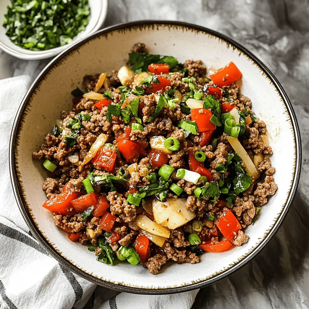 This Mediterranean Ground Beef Stir Fry is a quick and flavorful dinner option! Combining seasoned ground beef with vibrant bell peppers, onions, and spices creates a satisfying meal that's full of color and taste. Perfect for busy weeknights or casual gatherings. Save this recipe for your next dinner, and enjoy the delightful blend of Mediterranean flavors!