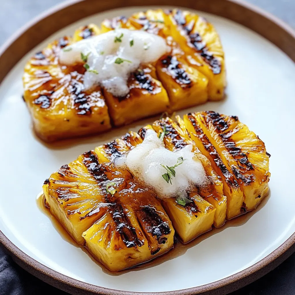 Transform your summer barbecues with this Easy Rum-soaked Grilled Pineapple recipe! Bursting with sweet and tangy flavors, it's a delightful treat that's incredibly simple to prepare. Perfect for backyard gatherings or just a cozy evening at home. Save this easy recipe to impress your friends and family at your next get-together!