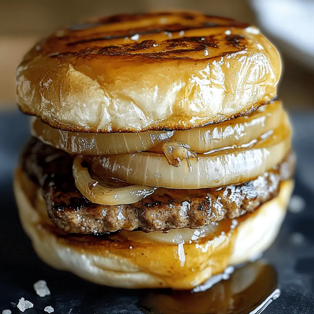 Get ready for a flavorful twist with these French Onion Burgers! Juicy beef patties are topped with caramelized onions and melted cheese, creating a delicious blend of savory flavors. Perfect for a cozy dinner or weekend barbecue, this recipe is sure to impress your family and friends. Save this pin for a tasty meal that everyone will love!