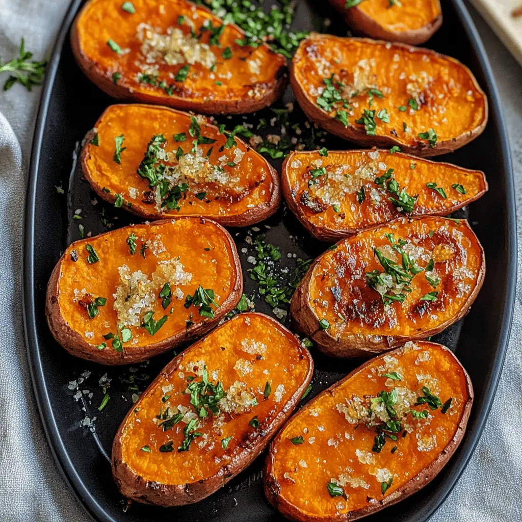 These Garlic Butter Roasted Sweet Potatoes are perfect for any dinner table! With the rich flavors of garlic and buttery goodness, they’re sure to impress your family and friends. Easy to make and packed with nutrients, this side dish complements any main course beautifully. Save this recipe for your next gathering or cozy night in!