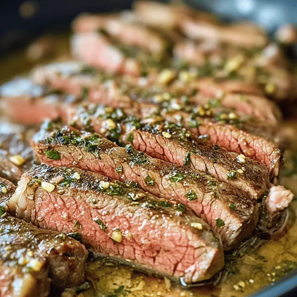 Easy Garlic Butter Flank Steak Skillet Recipe