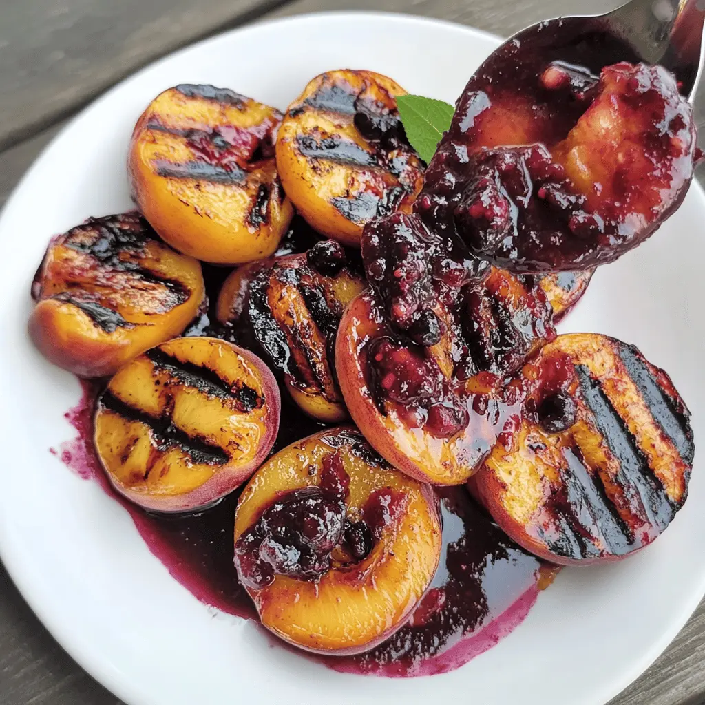 Fire up the grill for a sweet treat! These Grilled Peaches with Blackberry Sauce are a delightful blend of juicy peaches and a rich, tangy sauce. Perfect for summer cookouts or a refreshing dessert. Save this simple yet impressive recipe and wow your friends and family at your next gathering. Enjoy the burst of flavors in every bite!