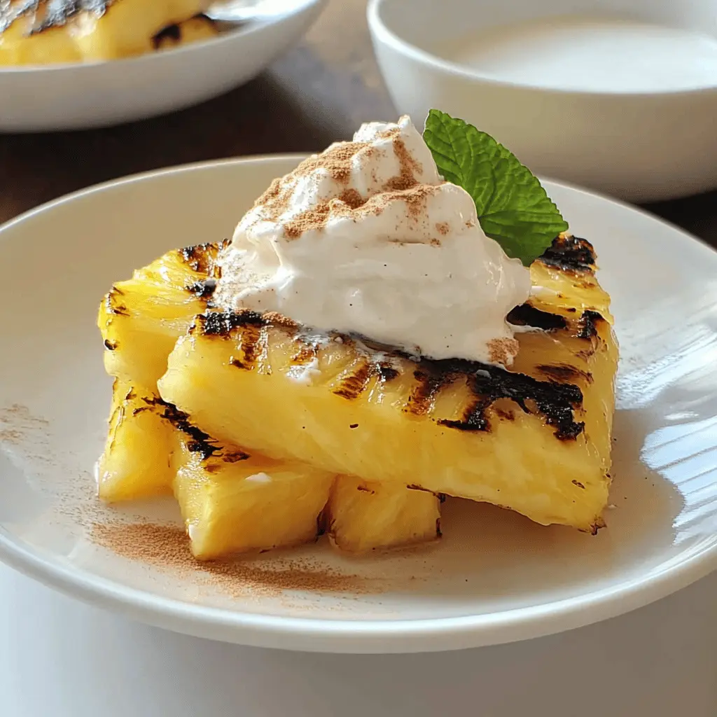 Treat yourself to a tropical delight with grilled pineapple topped with coconut cinnamon whipped cream! This sweet and juicy recipe brings together the smoky flavor of grilled pineapple and the creamy, spiced goodness of coconut whipped cream. Perfect for summer barbecues or a refreshing dessert! Save this pin for a quick, delicious treat any time you need a taste of paradise!