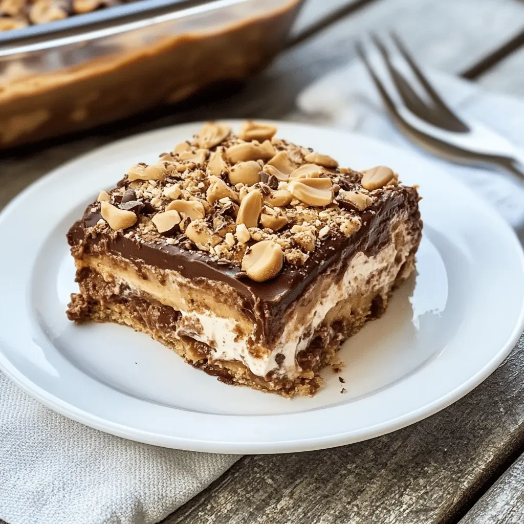 Treat yourself to this creamy No-Bake Peanut Butter Chocolate Lasagna! With layers of rich chocolate pudding, creamy peanut butter, and a delightful cookie crust, it's the perfect indulgence for any occasion. Easy to make and no oven needed, this dessert is ideal for gatherings or a sweet night in. Save this pin for your next dessert craving!