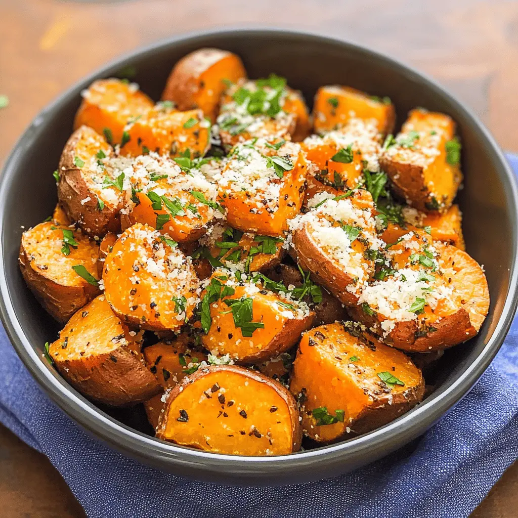 These Savory Sweet Potatoes with Parmesan and Herbs are a delightful twist on a classic side dish! Packed with flavor and topped with golden, crispy cheese, they're perfect for family dinners or holiday gatherings. Don't miss out on this recipe that combines the sweetness of potatoes with the rich taste of Parmesan. Save this pin for your next culinary adventure!