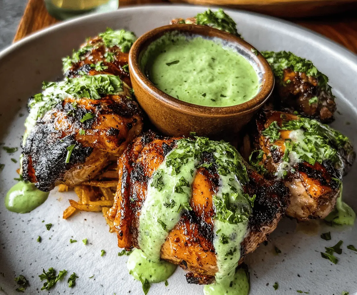 Easy Peruvian Grilled Chicken with Creamy Green Sauce
