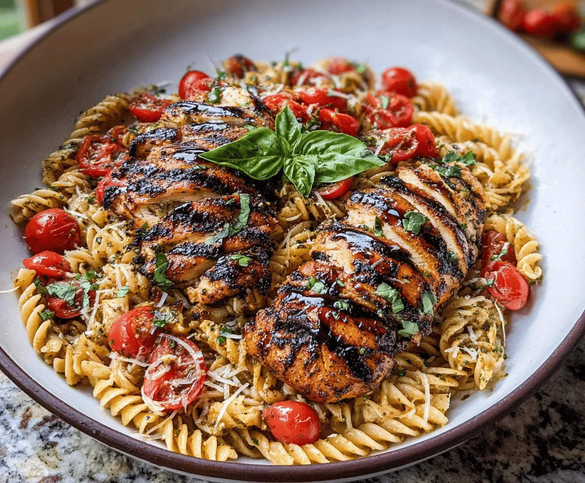Easy Tomato Basil Pasta with Balsamic Grilled Chicken
