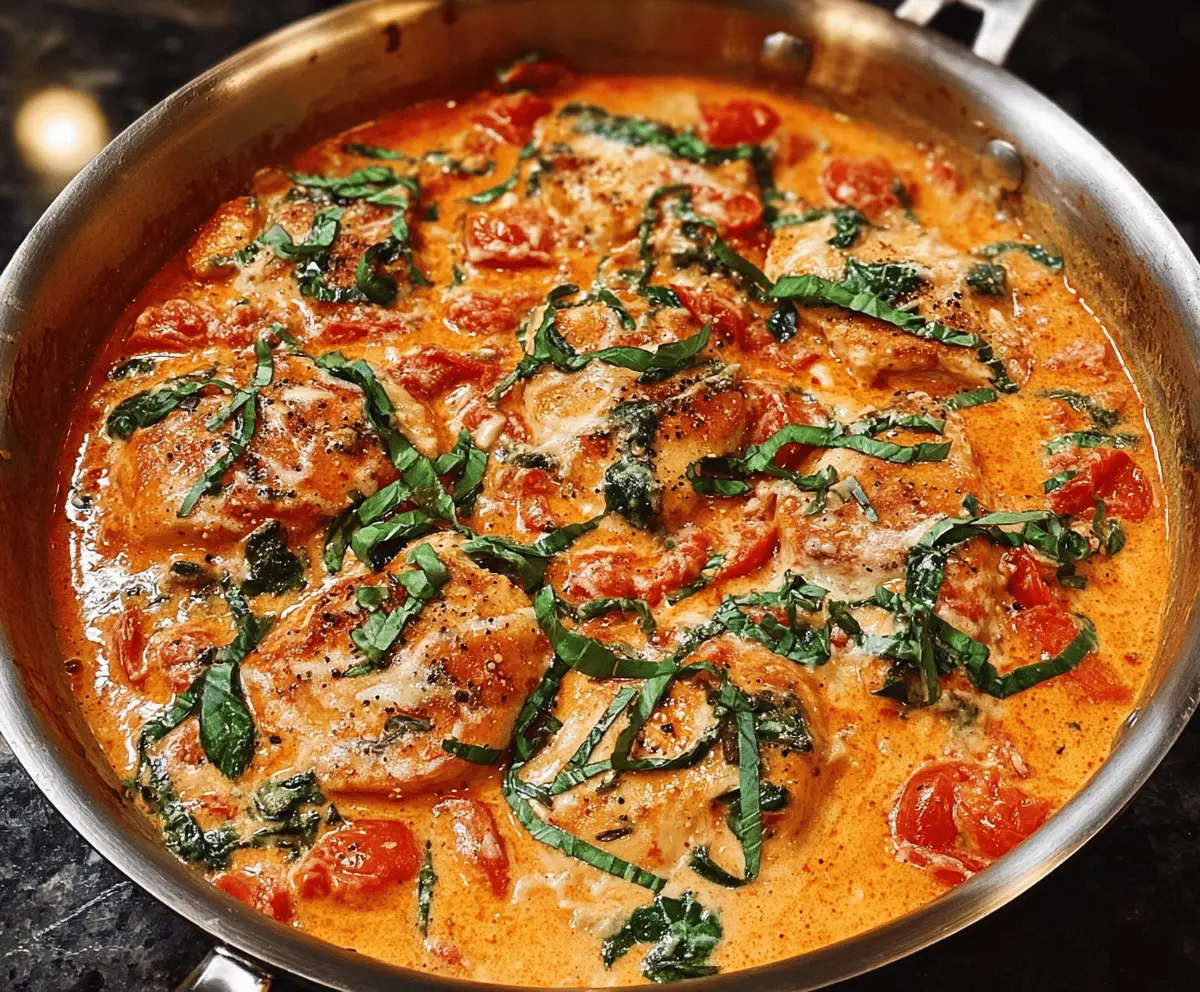 Easy Creamy Tomato Basil Chicken Skillet