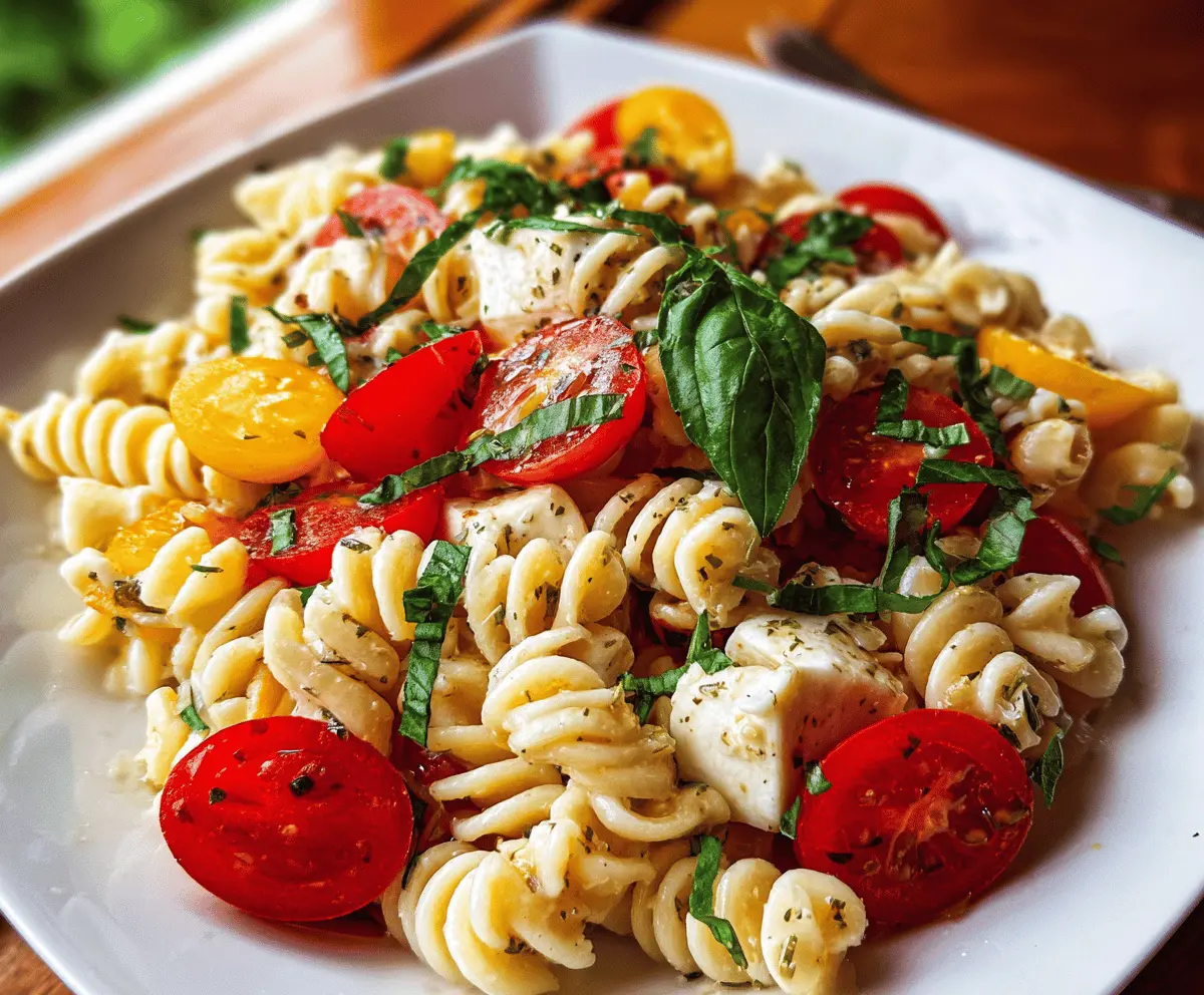 Easy Caprese Pasta Salad with Fresh Mozzarella
