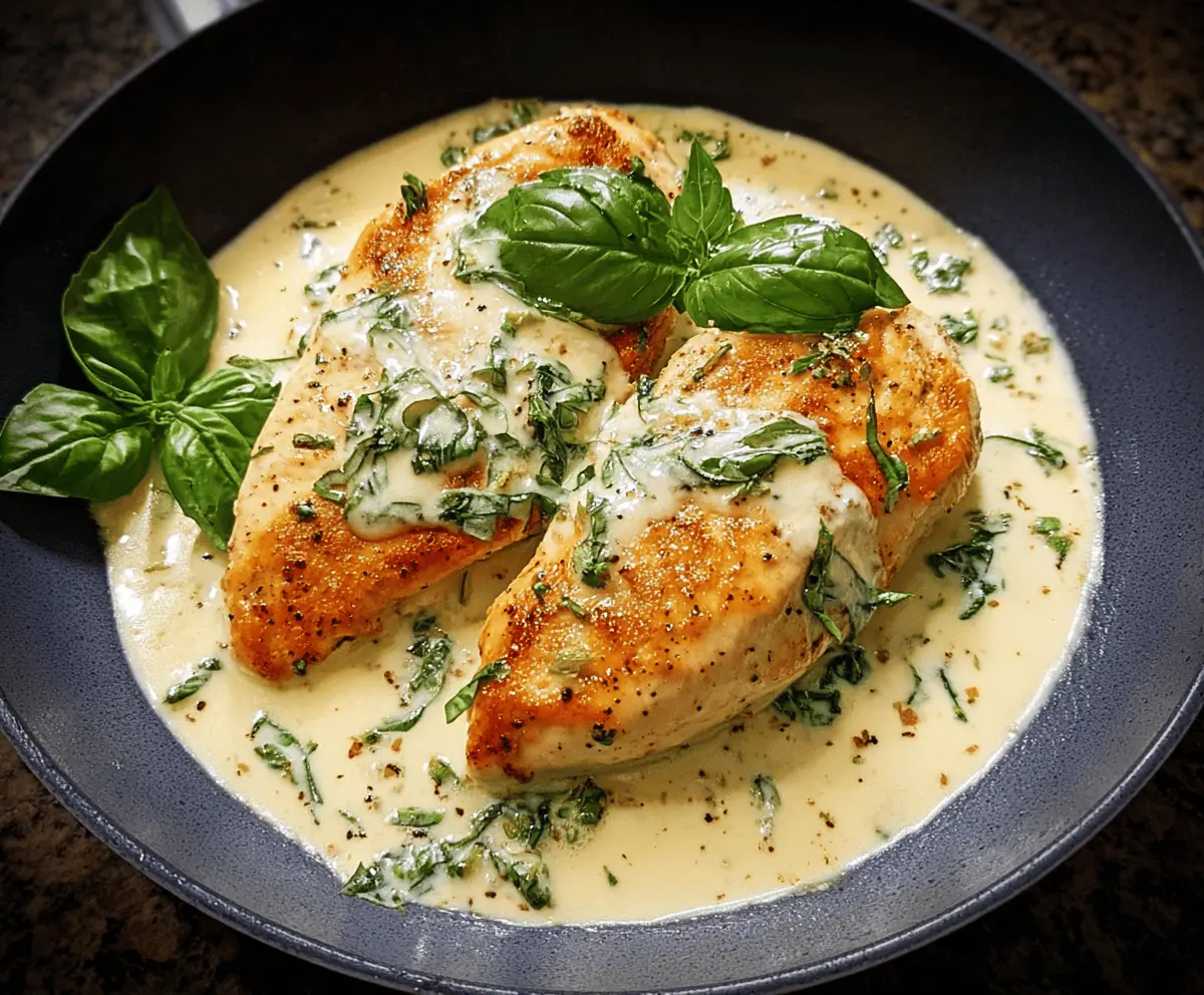Easy Mozzarella Chicken in Creamy Basil Sauce