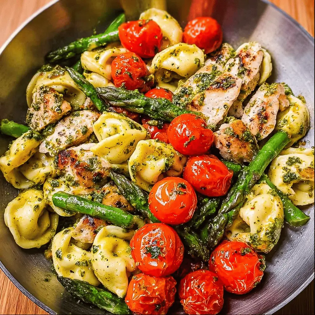 Easy Basil Pesto Chicken with Tortellini and Veggies