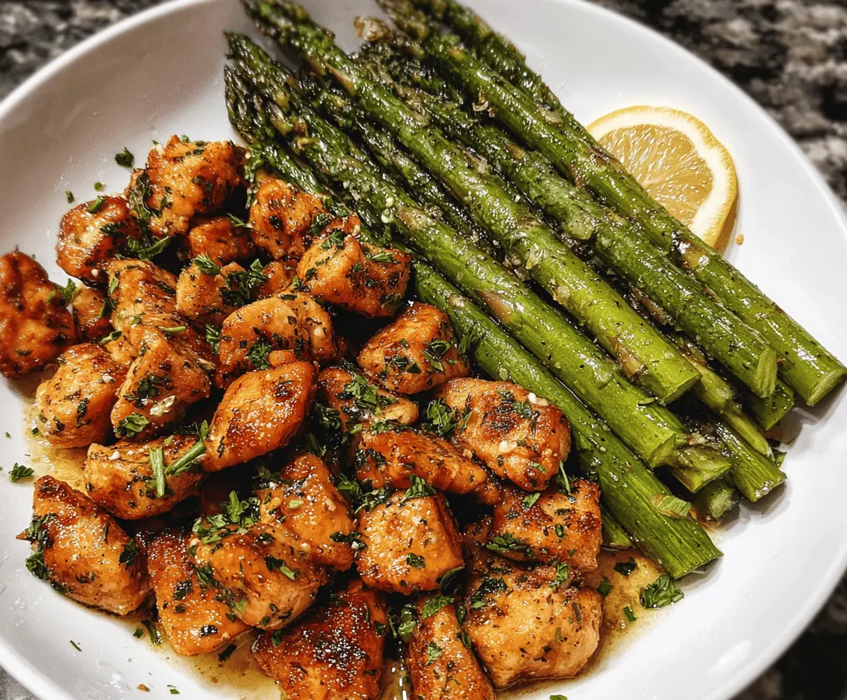 Easy Garlic Butter Chicken Bites with Asparagus