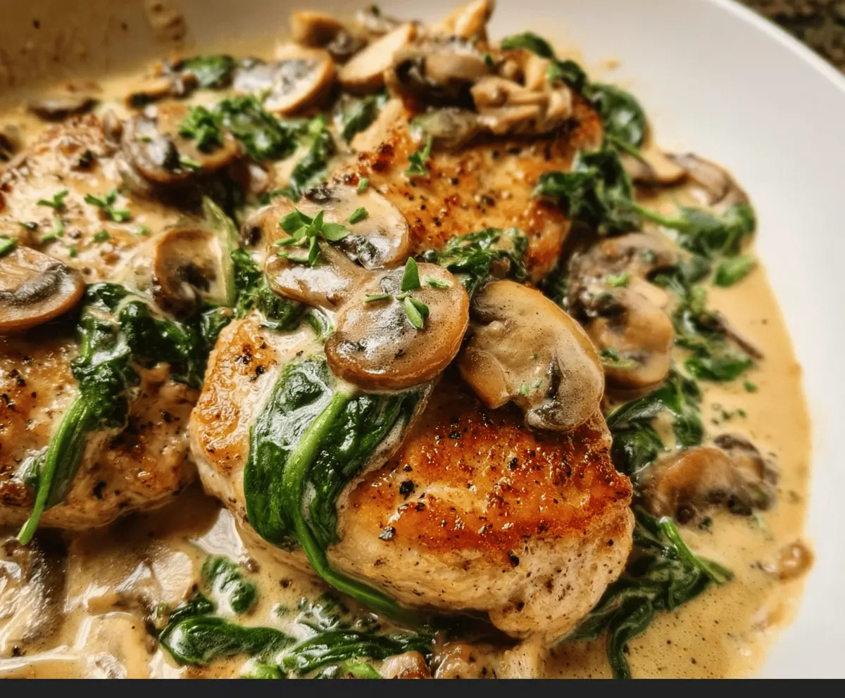 Creamy Spinach Mushroom Pork Chops Recipe