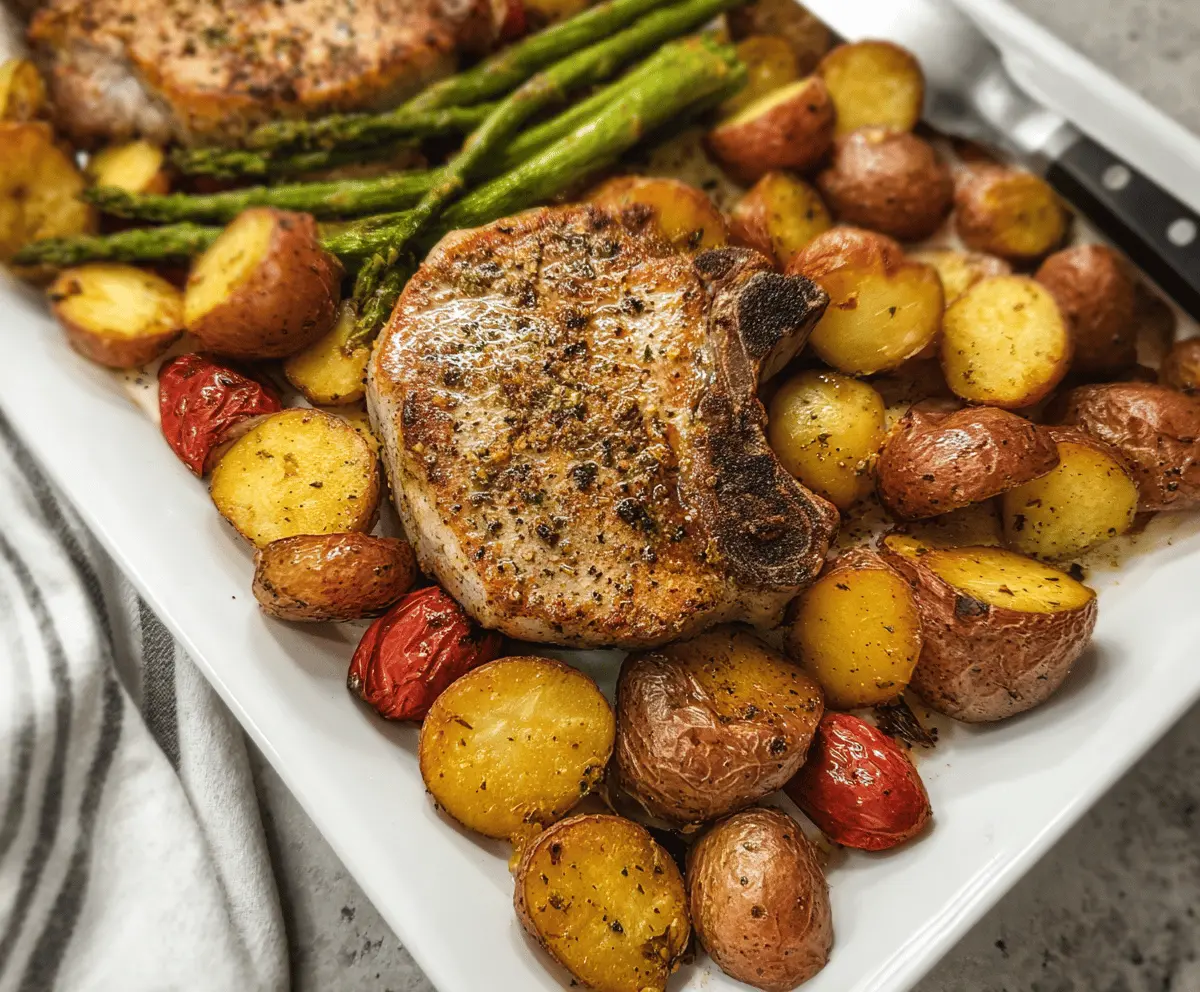 Easy Ranch Pork Chops and Potatoes Sheet Pan Dinner