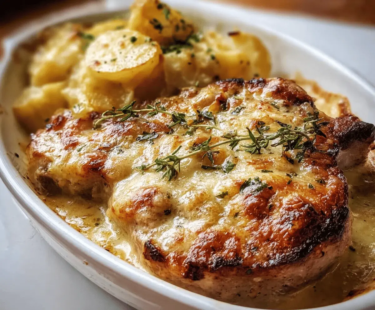 Easy Smothered Pork Chops with Cheesy Scalloped Potatoes