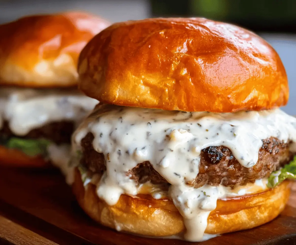 Easy Garlic Burgers with Creamy Garlic Sauce