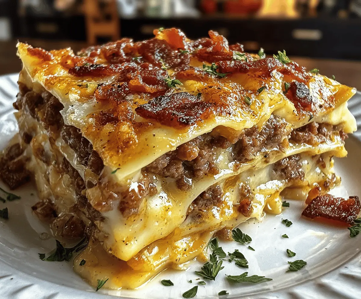 Easy Parmesan Garlic Bacon Cheeseburger Lasagna