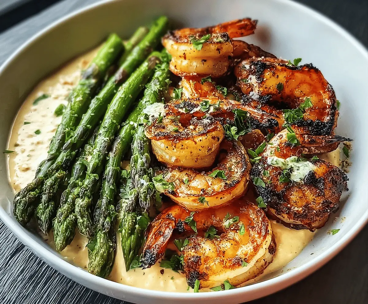 Easy Grilled Shrimp Bowl with Asparagus and Garlic Sauce