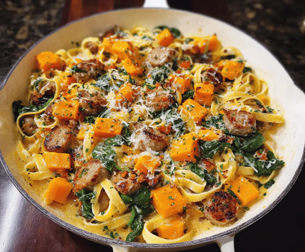 Creamy Butternut Squash Pasta With Sausage And Spinach