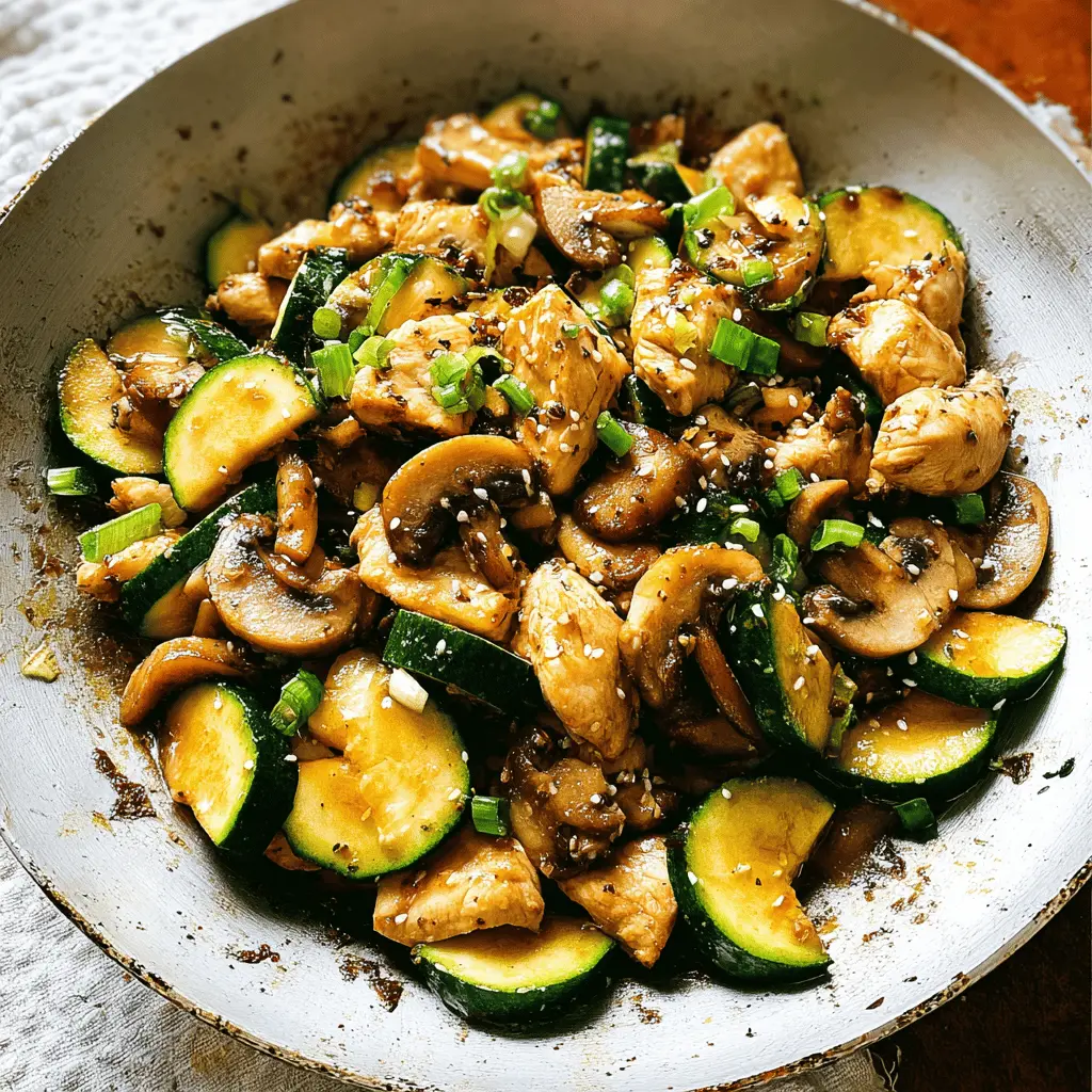 Healthy Zucchini Mushroom Chicken Stir Fry Recipe