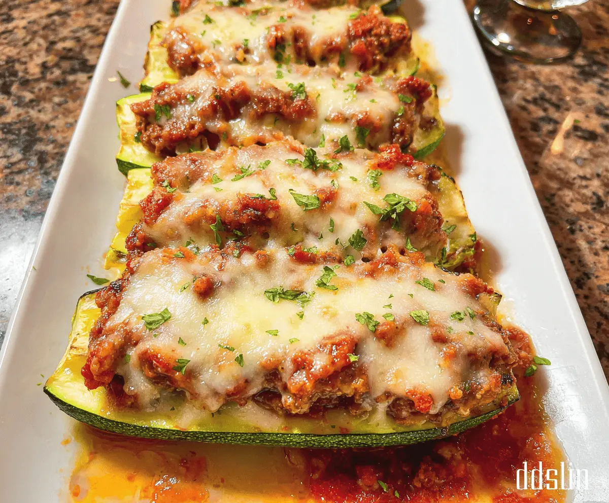 Cheesy Lasagna-Stuffed Zucchini Boats
