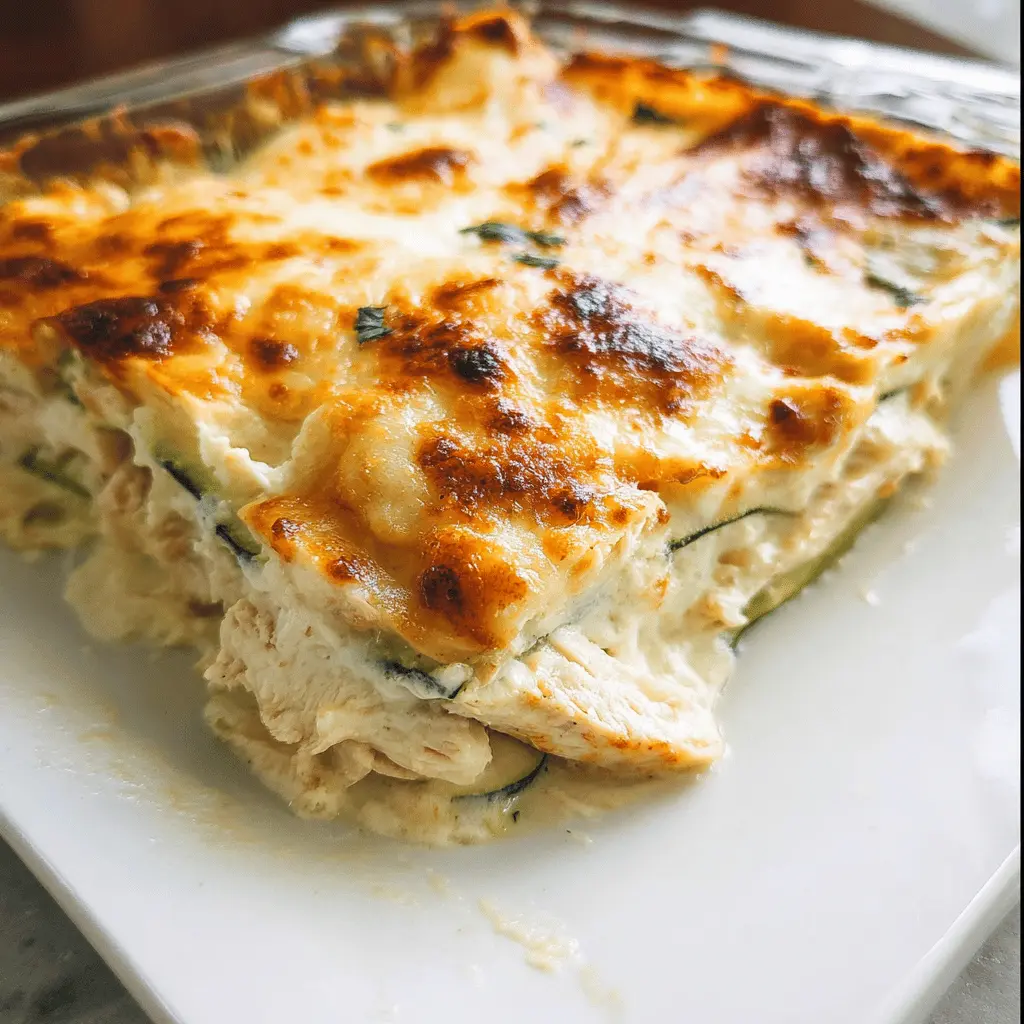 Healthy Chicken Alfredo Zucchini Lasagna Recipe