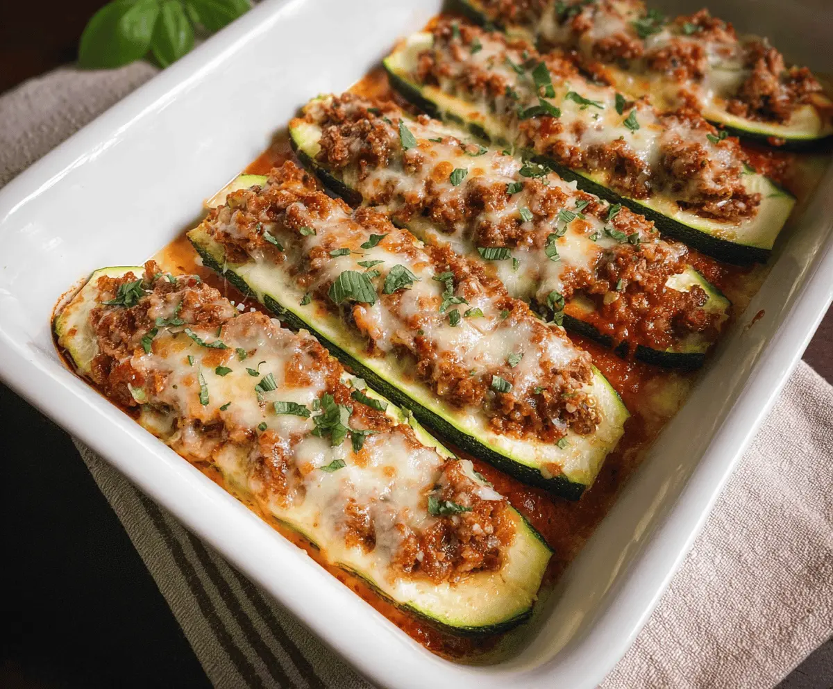 Easy Keto Zucchini Lasagna Boats Recipe