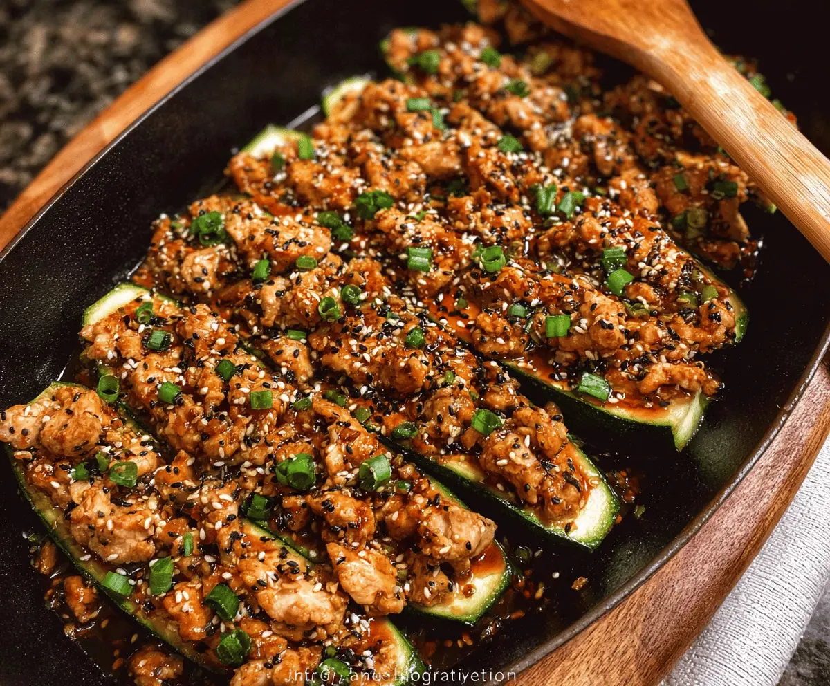Garlic Sesame Honey Chicken Zucchini Boats