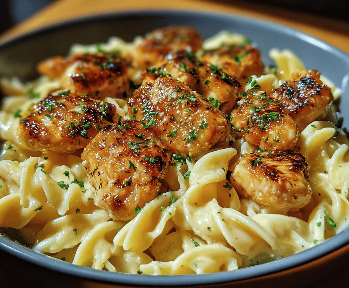Garlic Butter Chicken Bites with Creamy Parmesan Pasta