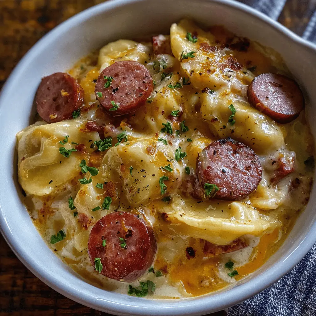 Easy Crockpot Pierogi Casserole with Kielbasa