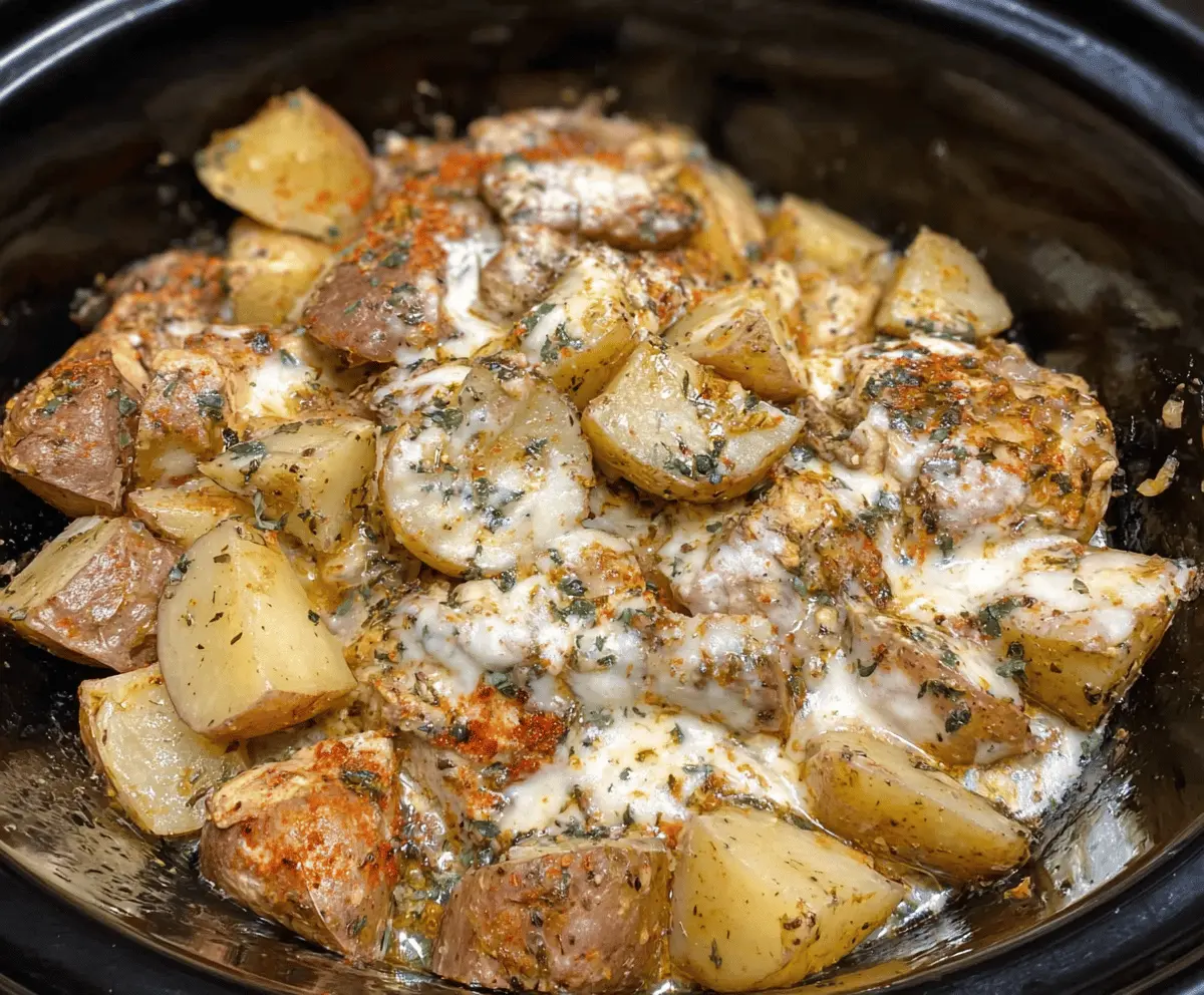 Easy Crockpot Garlic Parmesan Chicken And Potatoes