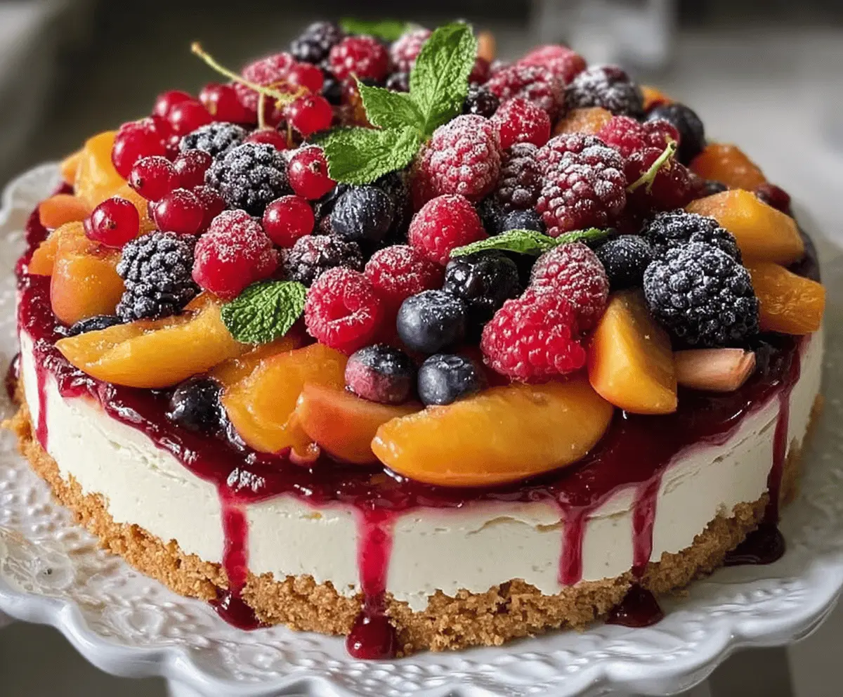 Creamy Summer Berry and Peach Cheesecake Recipe