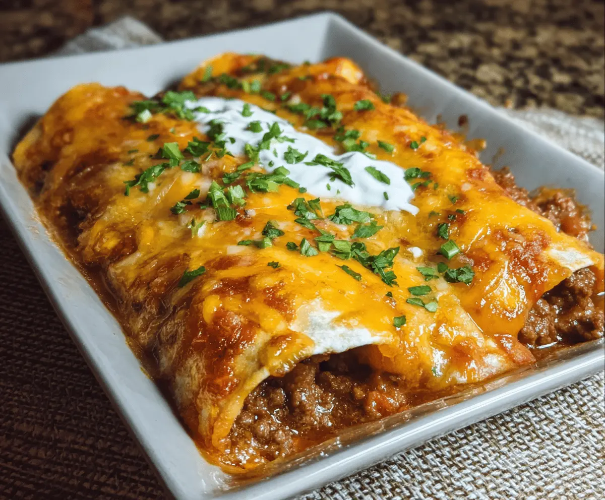 Easy Cheesy Ground Beef Enchiladas Recipe