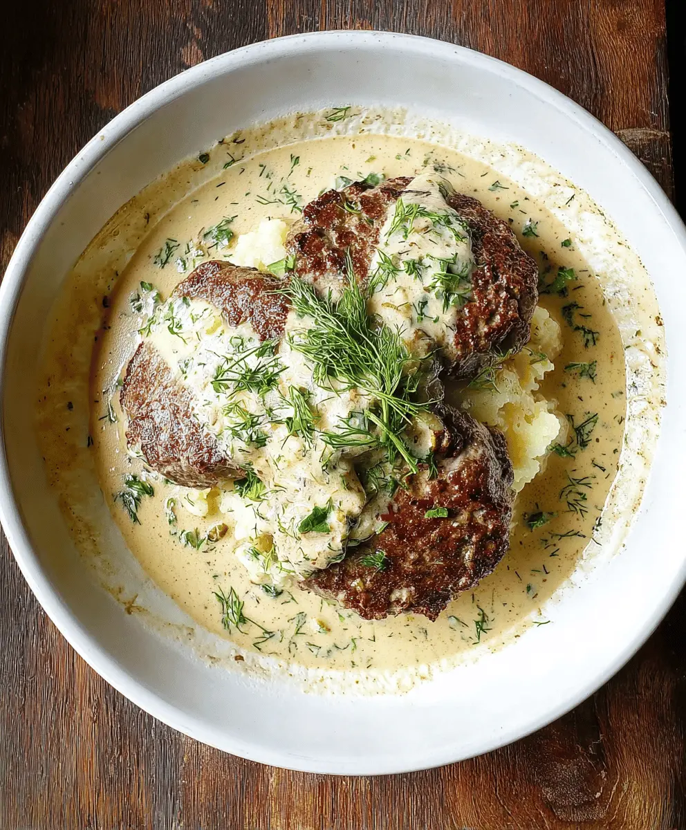 Creamy Dill Sauce Hamburger Steaks Recipe
