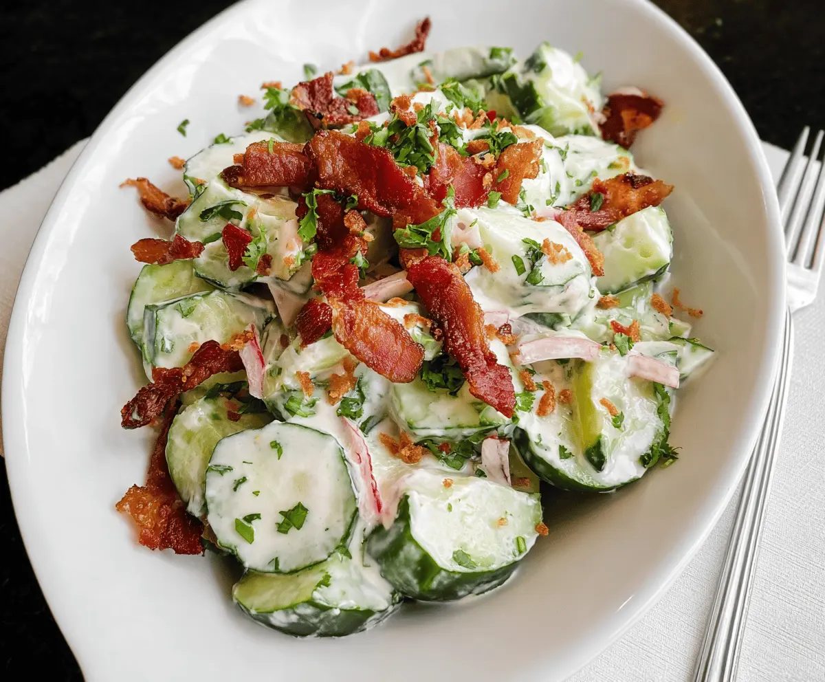 Creamy Cucumber Salad with Bacon and Cheese