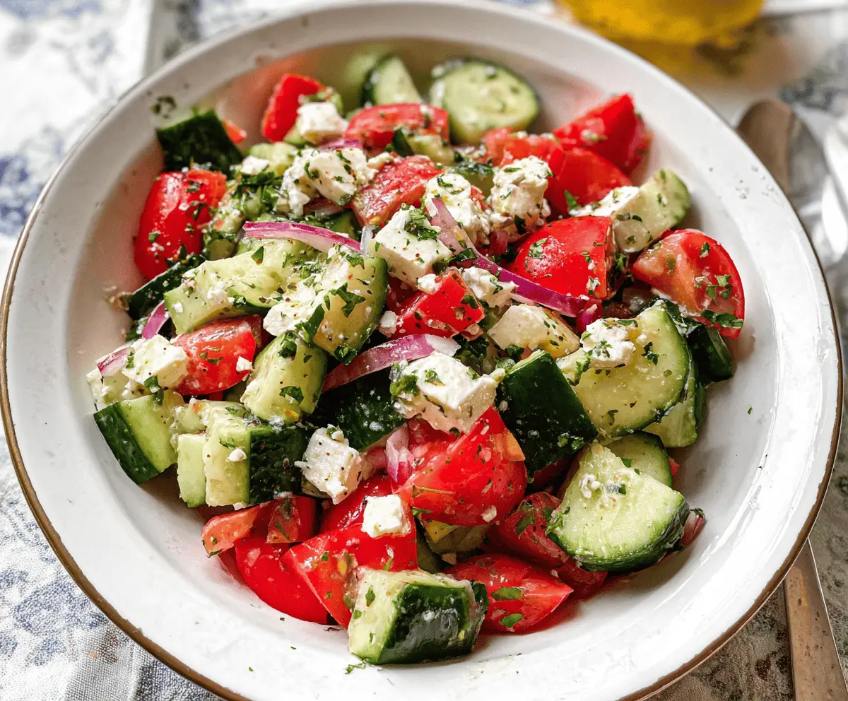 Fresh Greek Cucumber Salad with Feta and Herbs