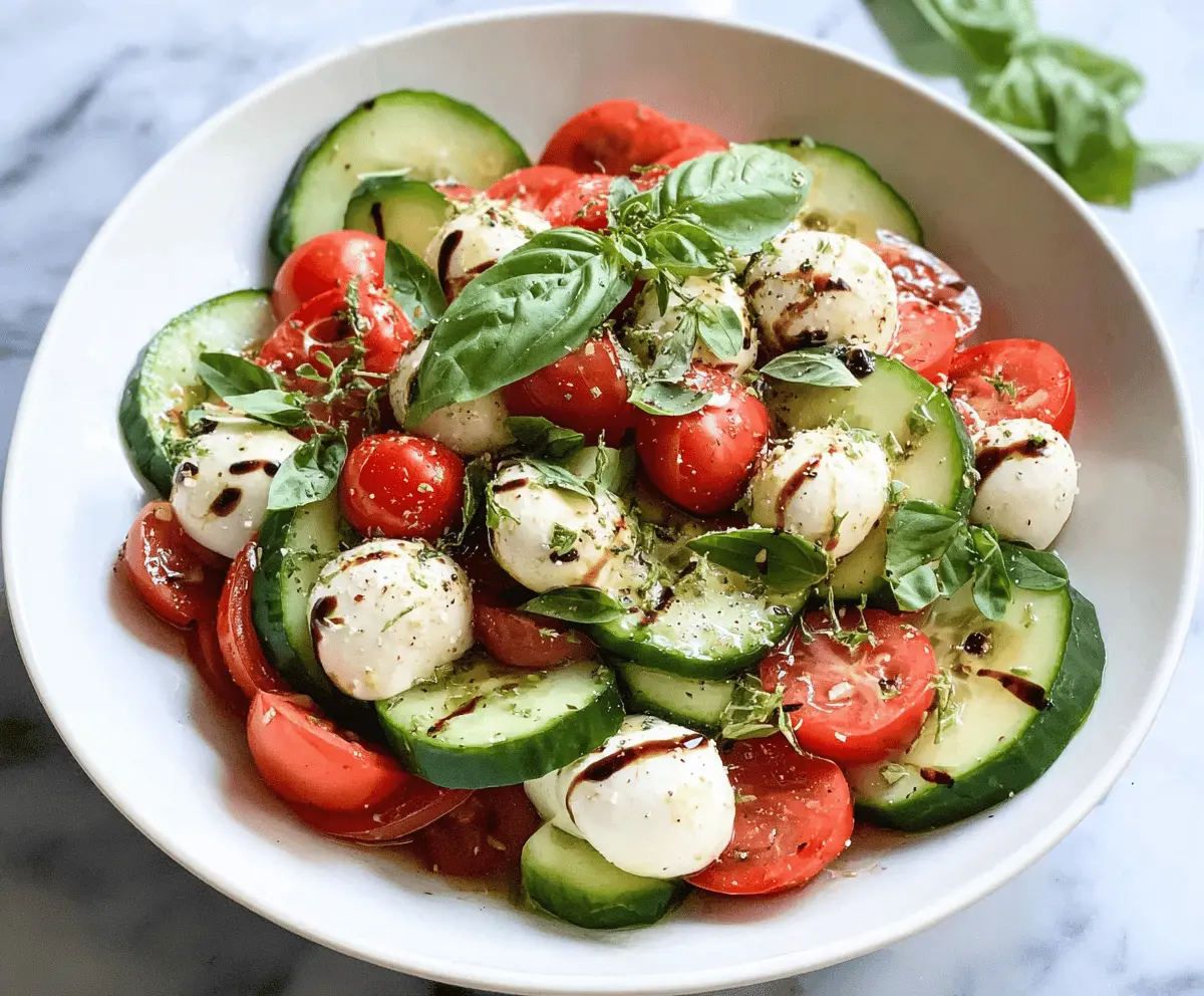 Fresh Cucumber Caprese Salad with Basil and Mozzarella
