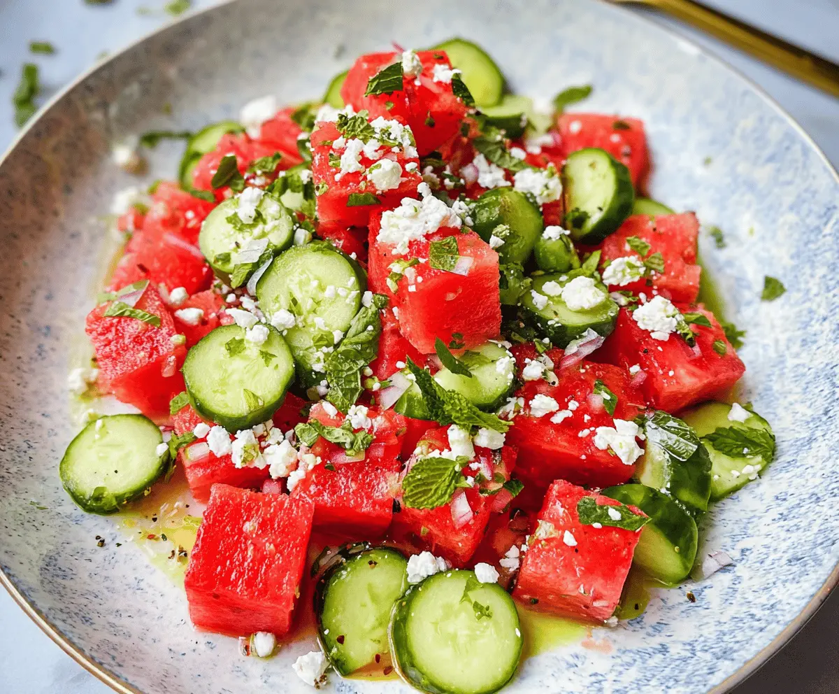 Refreshing Watermelon Cucumber Salad With Feta
