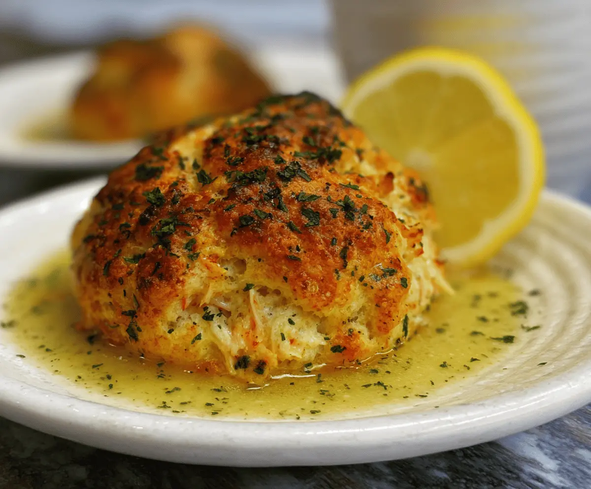 Crab Stuffed Cheddar Bay Biscuits with Lemon Butter