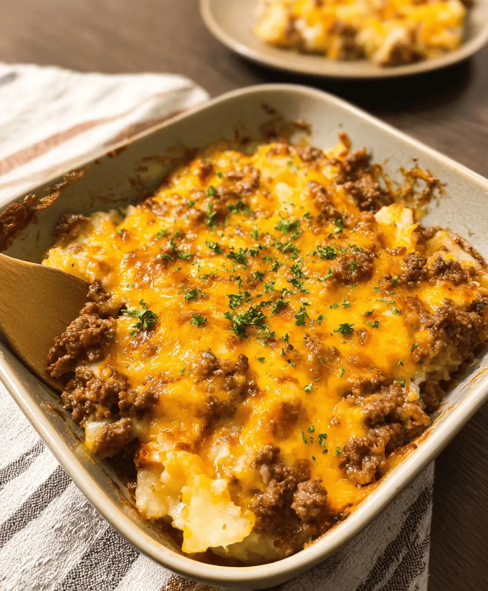 Easy Cheesy Ground Beef and Potato Casserole