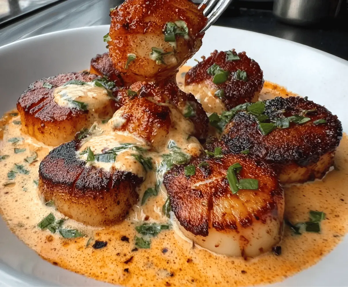 Seared Scallops With Creamy Spicy Cajun Sauce