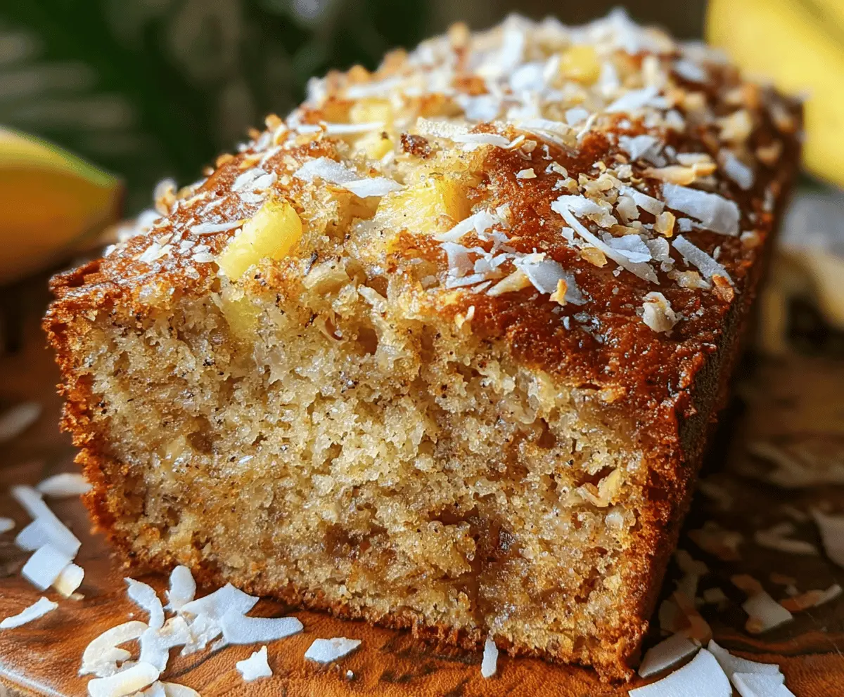 Tropical Hawaiian Banana Bread With Coconut & Pineapple