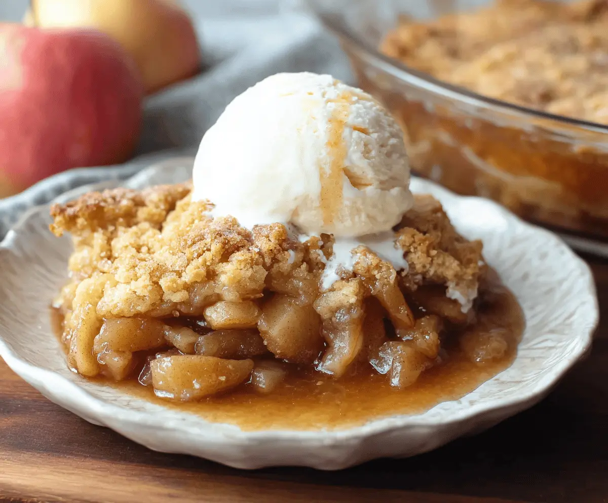 Delicious homemade apple cobbler with golden crust and warm apple filling, perfect for fall desserts