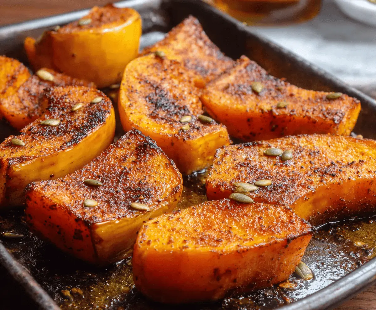 Delicious baked butternut squash topped with cinnamon butter, ready to serve as a warm, flavorful fall side dish.