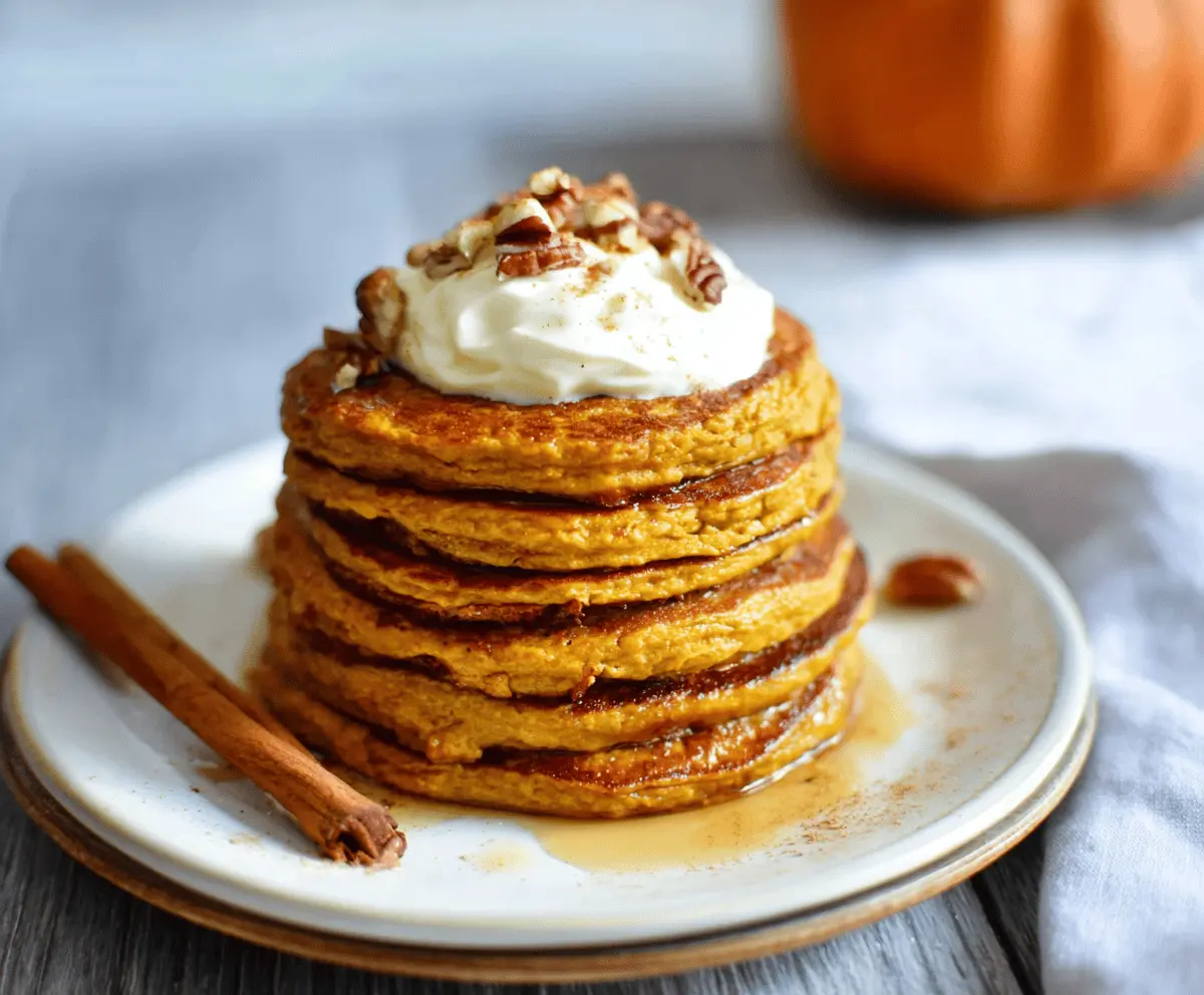 Delicious and fluffy healthy pumpkin pancakes topped with fresh cinnamon and maple syrup, perfect for a nutritious breakfast.