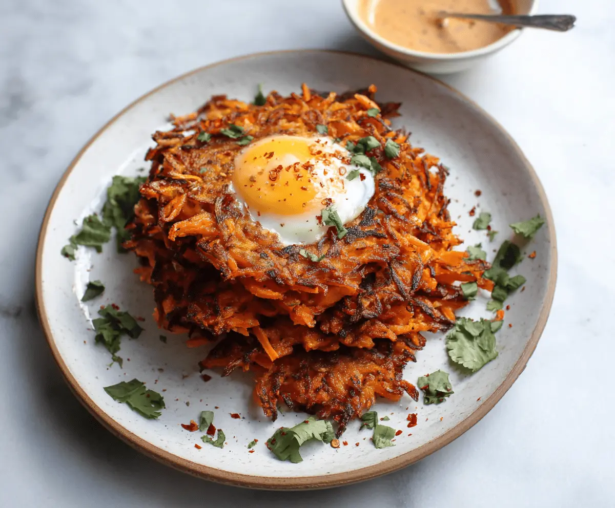 Crispy and golden healthy sweet potato hash browns served on a plate, perfect for a nutritious breakfast or snack