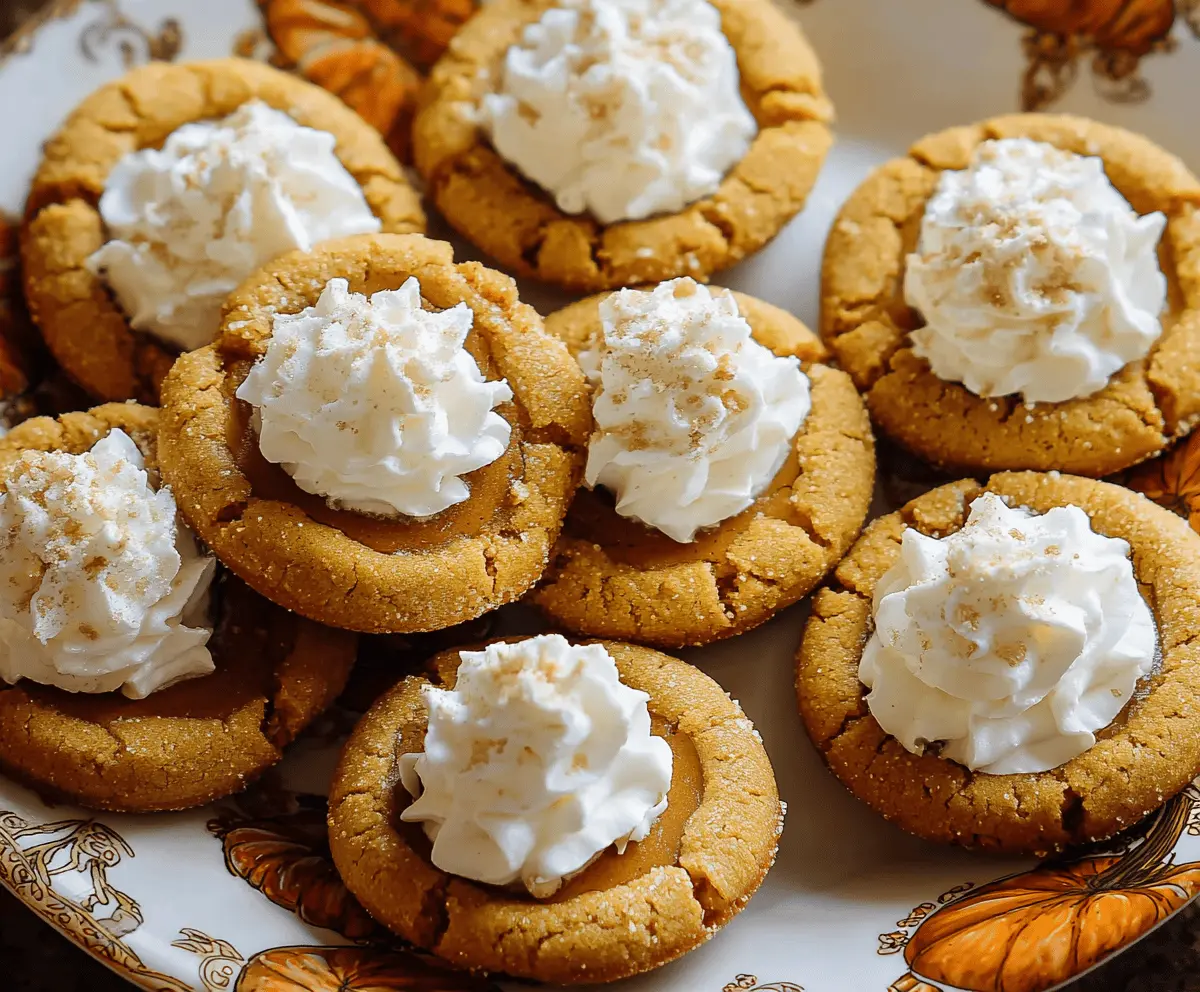 Delicious homemade pumpkin pie cookies with spiced pumpkin filling and golden brown edges on a white plate