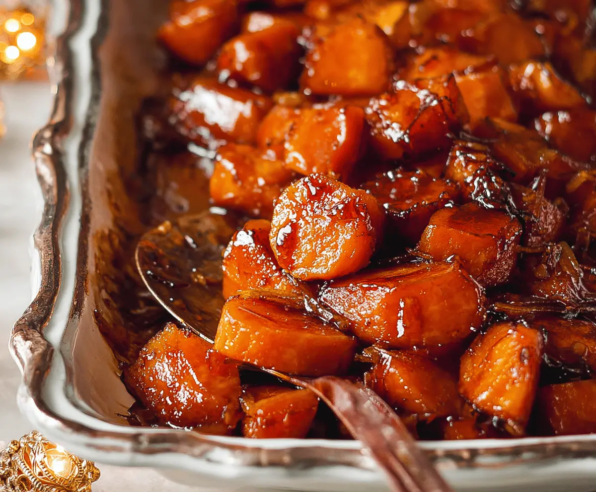 Delicious brown sugar candied yams topped with marshmallows and a caramelized glaze, perfect for a sweet holiday side dish.