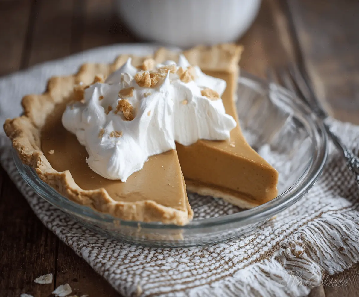 Delicious homemade butterscotch pie with a creamy topping and golden crust.